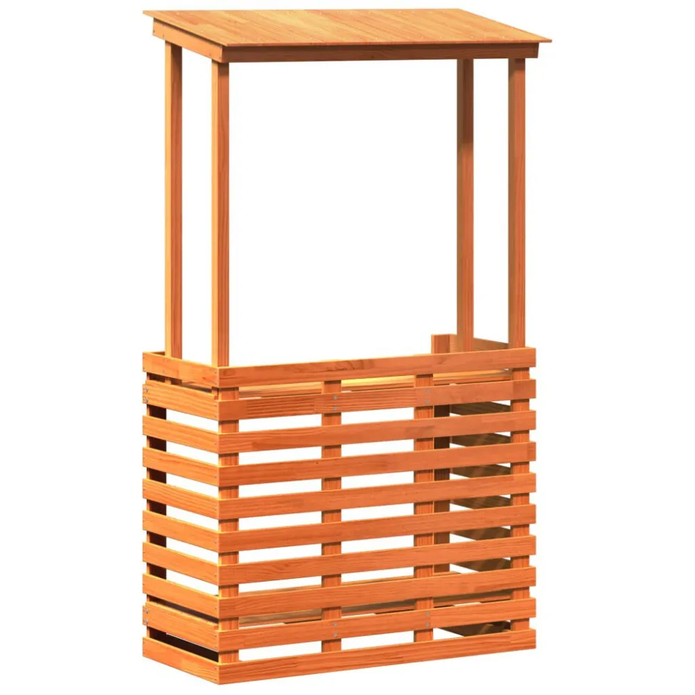 Tavolo da Giardino Tavolo Bar da Esterno con Tetto Marrone 112,5x57x195,5 cm Legno