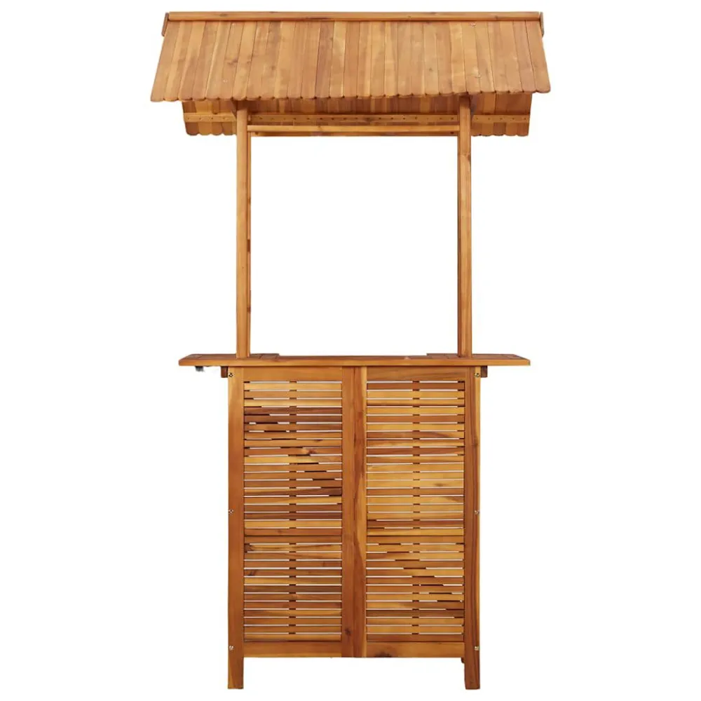 Tavolo da Terrazzo Tavolo Bar Esterno con Tetto 113x106x217cm Massello di Acacia