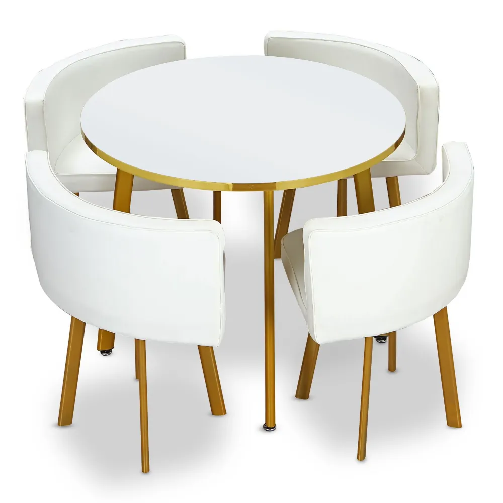 Tavolo rotondo e sedie Riga White e Faux White con Piano Ardesia