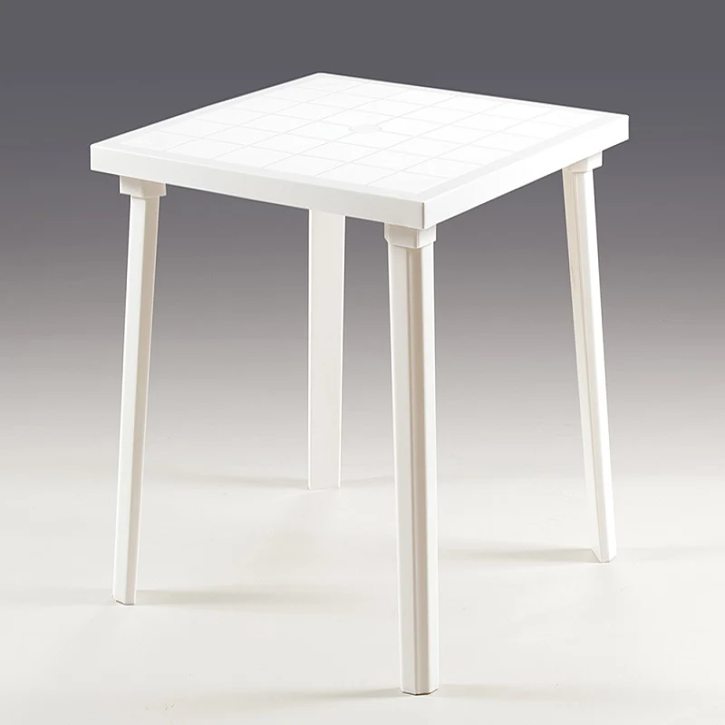 Tavolo Weekend Bianco da Esterno 80x80 cm con Gambe Regolabili