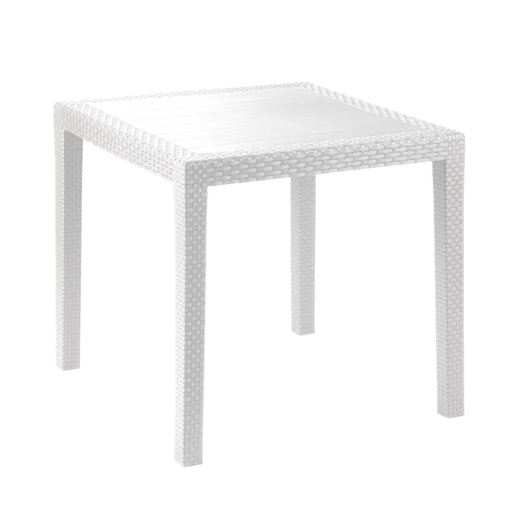 PROGARDEN - Tavolo da giardino King Bianco Linea Rattan - h72x79x79 cm