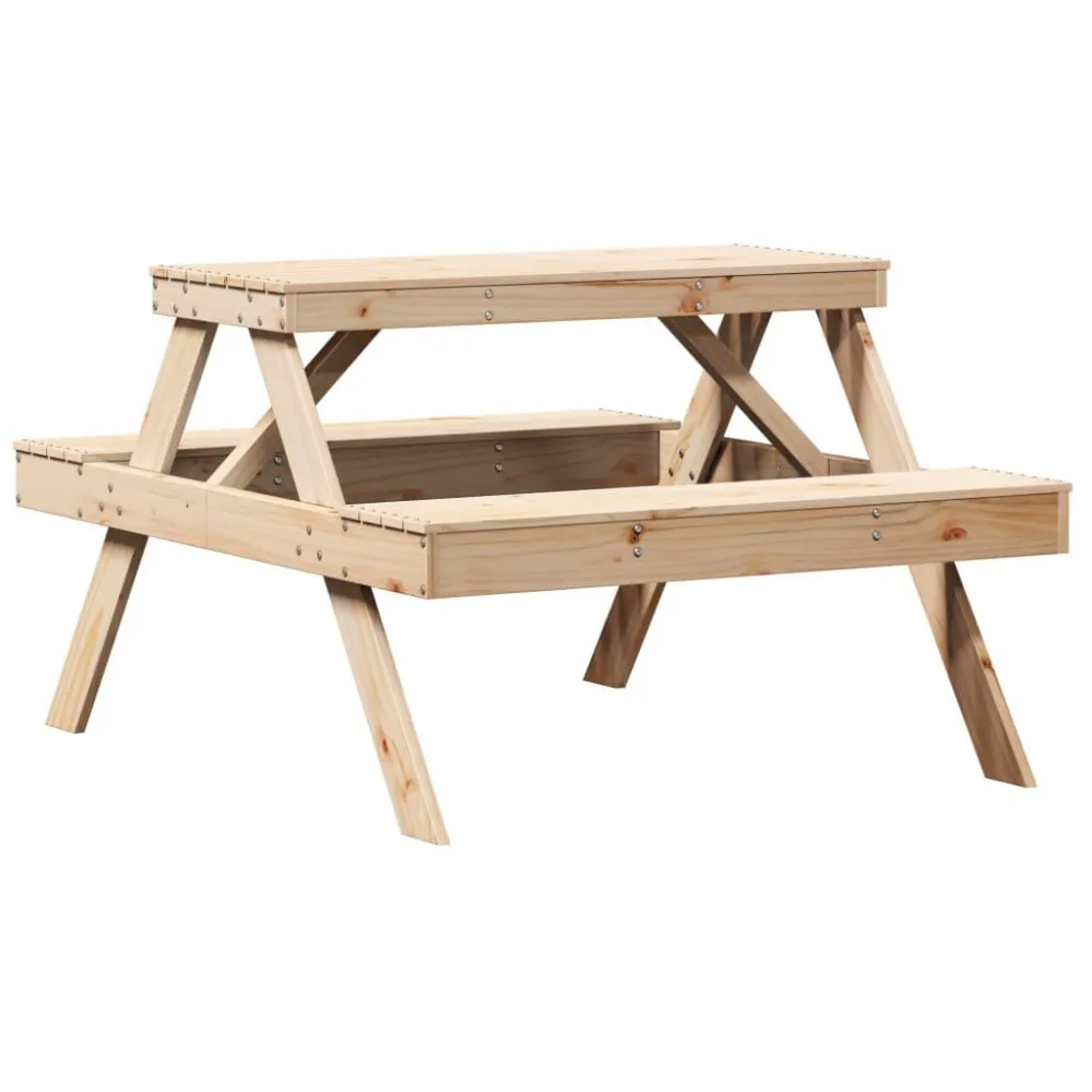 Robusto e Resistente Tavolo da Picnic 105x134x75 cm Legno Massello di Pino