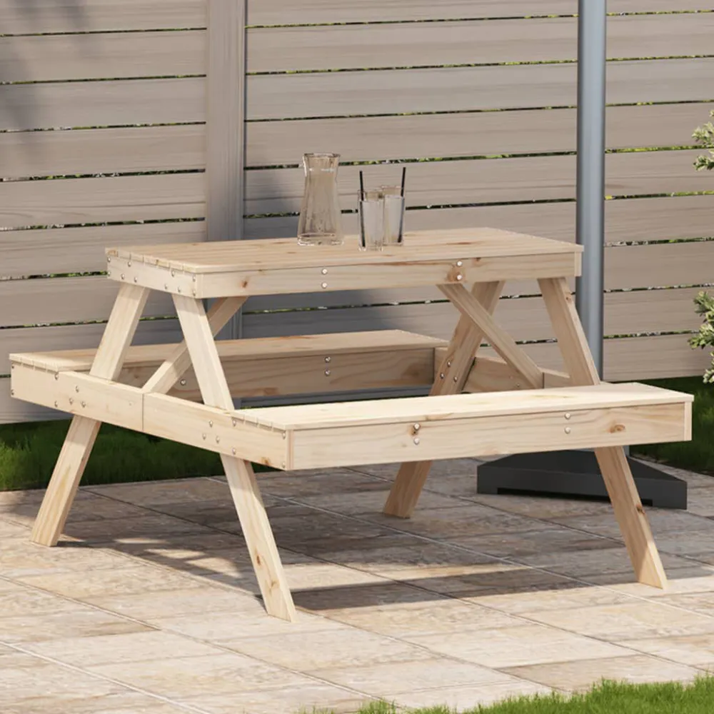 Robusto e Resistente Tavolo da Picnic 105x134x75 cm Legno Massello di Pino