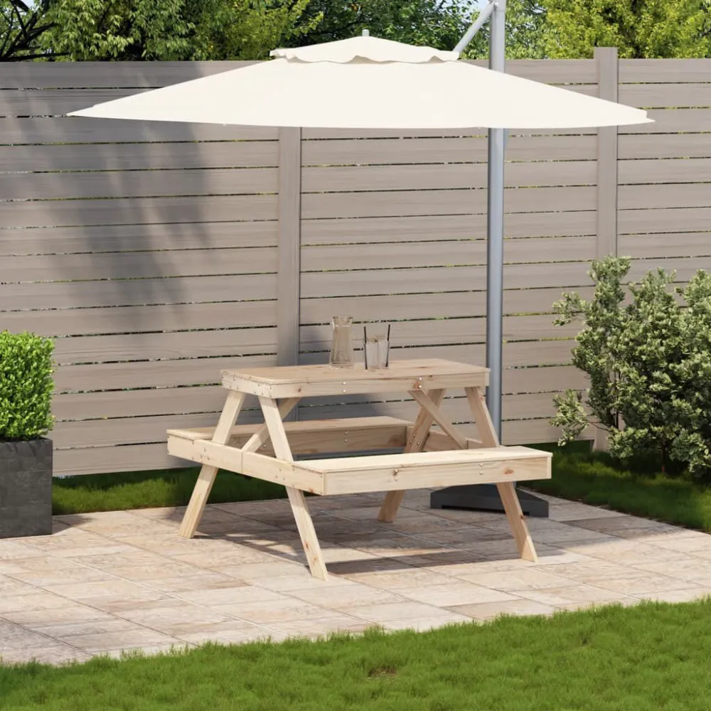 Robusto e Resistente Tavolo da Picnic 105x134x75 cm Legno Massello di Pino