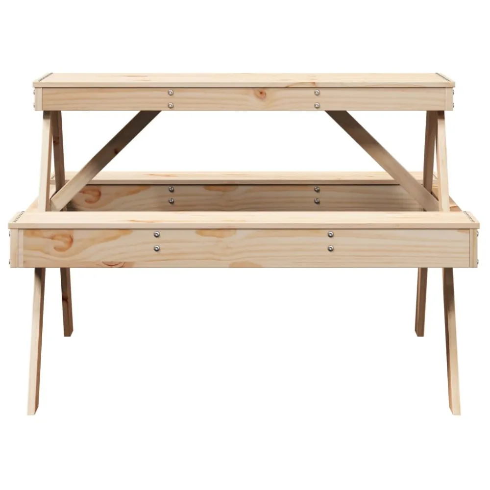 Robusto e Resistente Tavolo da Picnic 105x134x75 cm Legno Massello di Pino