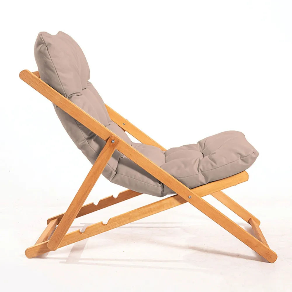 Set di 2 sedie da giardino e 1 tavolino Purrault legno massiccio chiaro e tessuto marrone chiaro