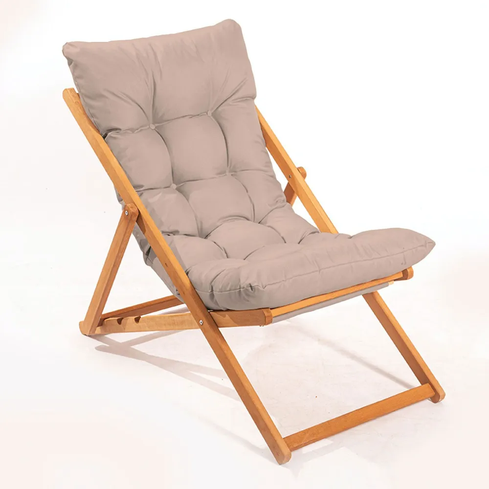 Set di 2 sedie da giardino e 1 tavolino Purrault legno massiccio chiaro e tessuto marrone chiaro