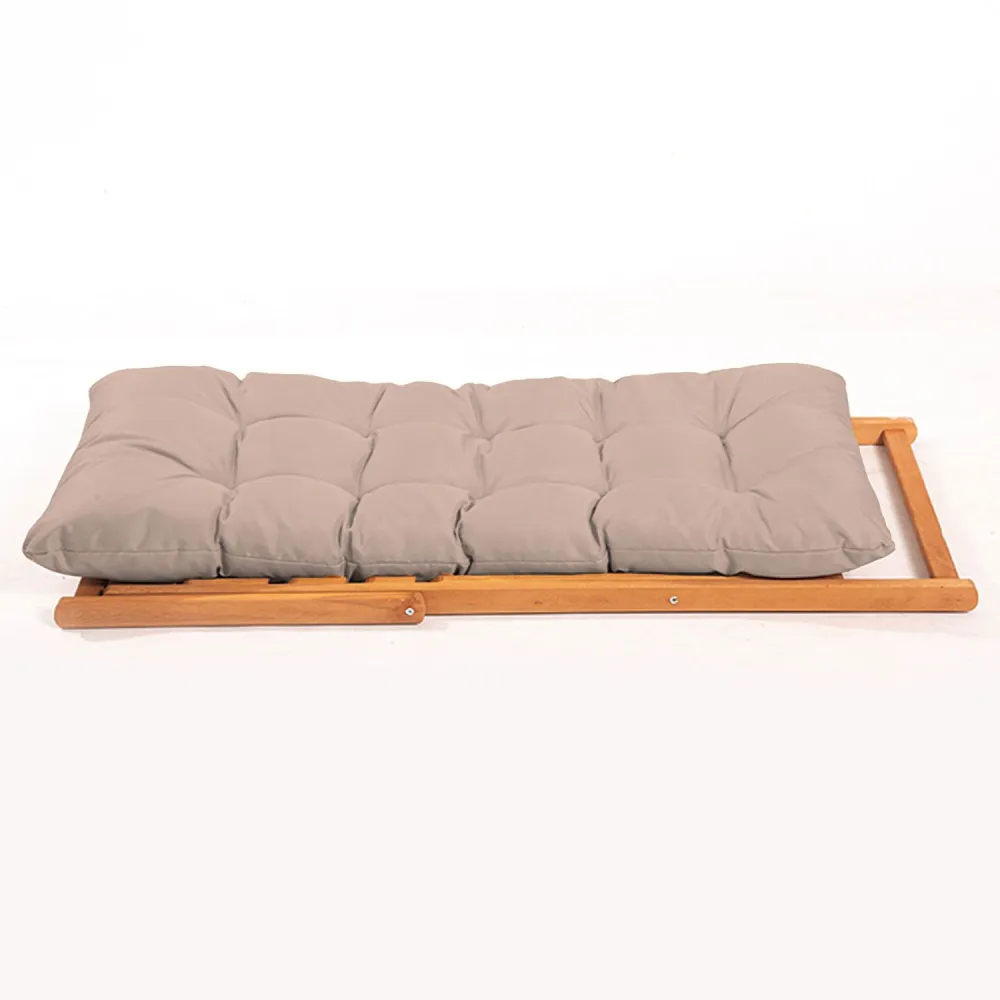 Set di 2 sedie da giardino e 1 tavolino Purrault legno massiccio chiaro e tessuto marrone chiaro