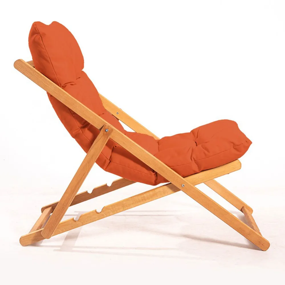Set di 2 sedie da giardino e 1 tavolino Purrault Legno massiccio chiaro e tessuto arancione
