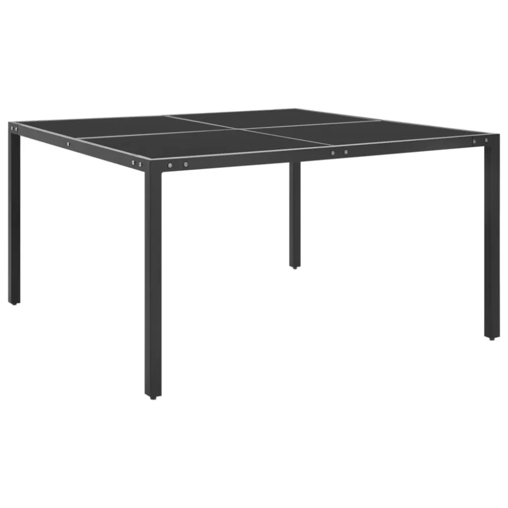 Tavolo da Giardino Antracite 130x130x72 cm Acciaio e Vetro | Materiale Alluminio Leggero