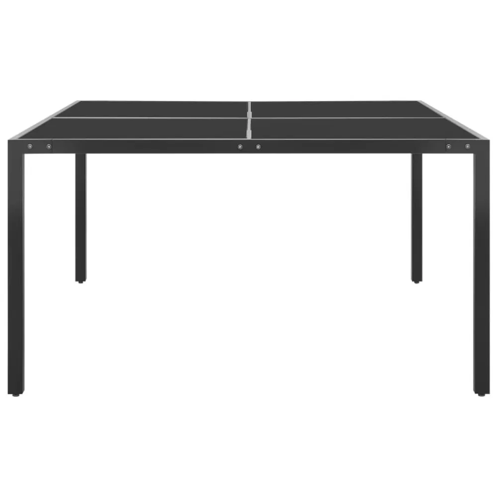 Tavolo da Giardino Antracite 130x130x72 cm Acciaio e Vetro | Materiale Alluminio Leggero