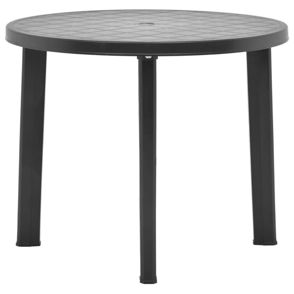 Tavolo da Giardino Antracite 89 cm Plastica con Piano Ardesia