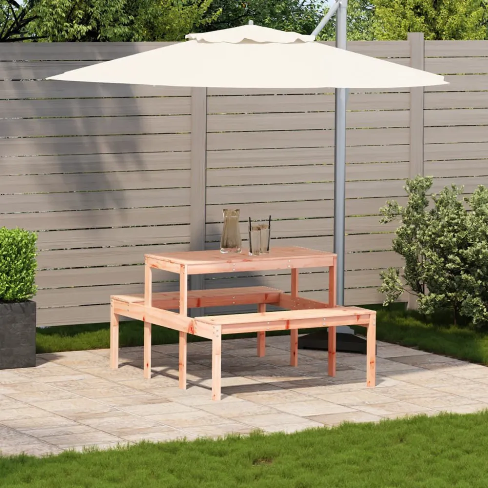 Tavolo da Picnic 110x134x75 cm Legno Massello di Douglas per Pranzi all'Aperto