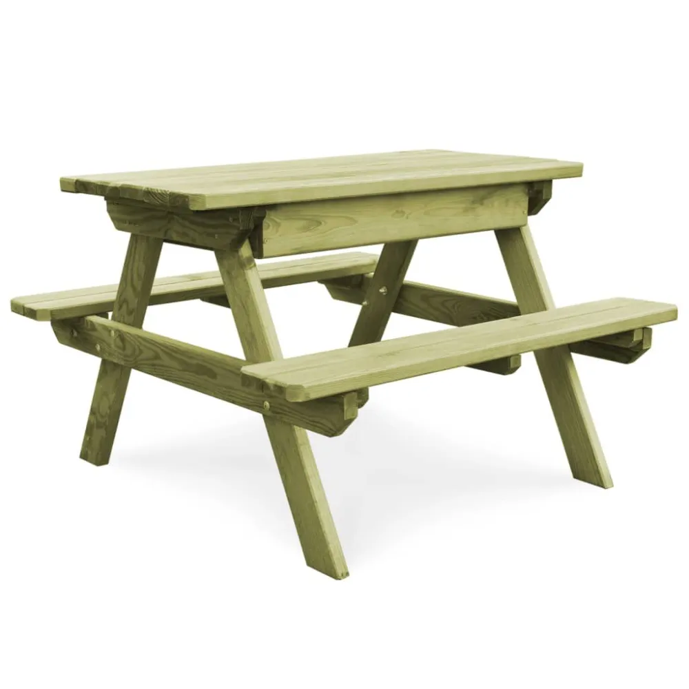 Tavolo da Picnic per Bambini con Panche 90x90x58 cm Pino per 6-8 Persone