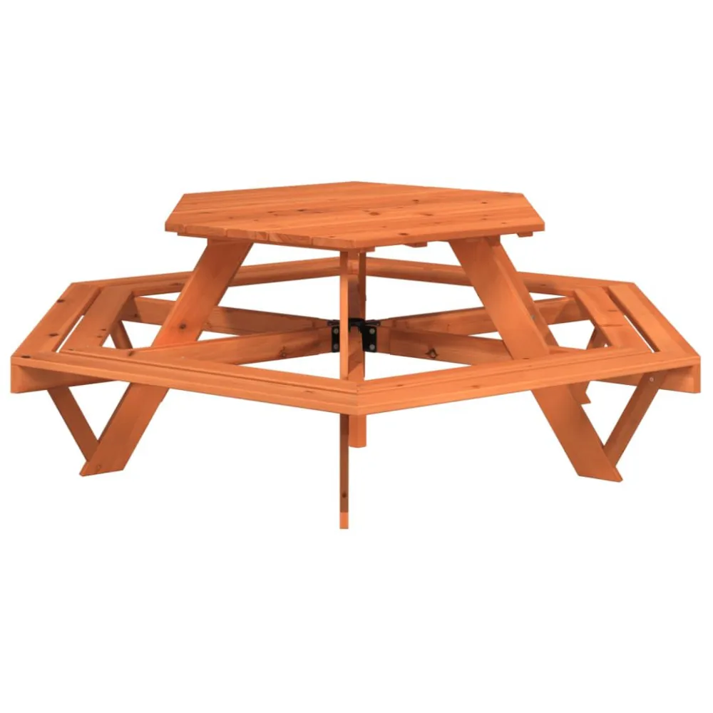 Tavolo da Picnic per 6 Bambini con Panche Esagonale Legno Abete con Sistema di Piegatura