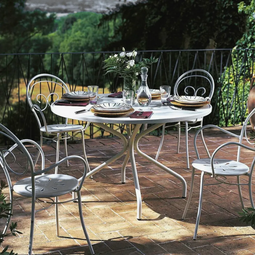 Tavolo tondo metallo verniciato "Springtime" da giardino recente cm 130x130 75h