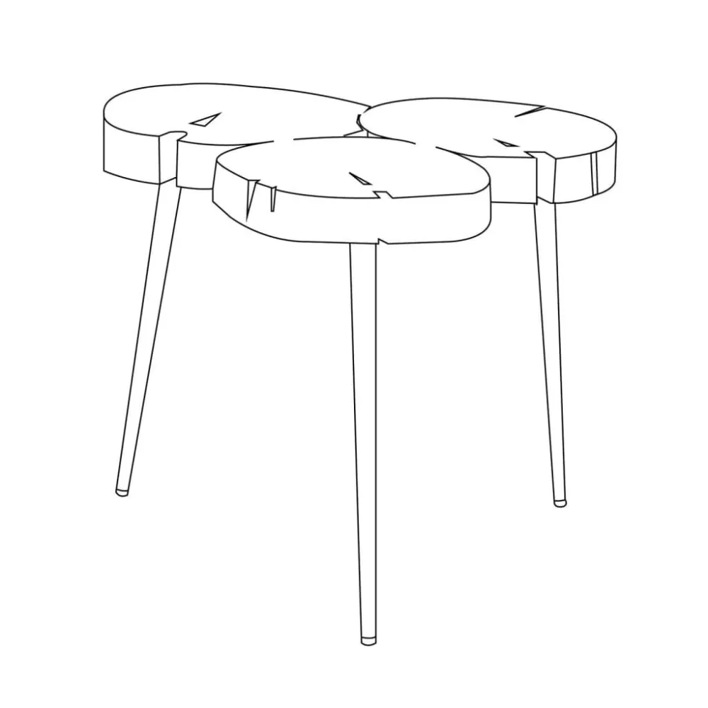 Rousseau Tavolino Jimi 3 Blocchi di Legno | Materiale Alluminio Leggero