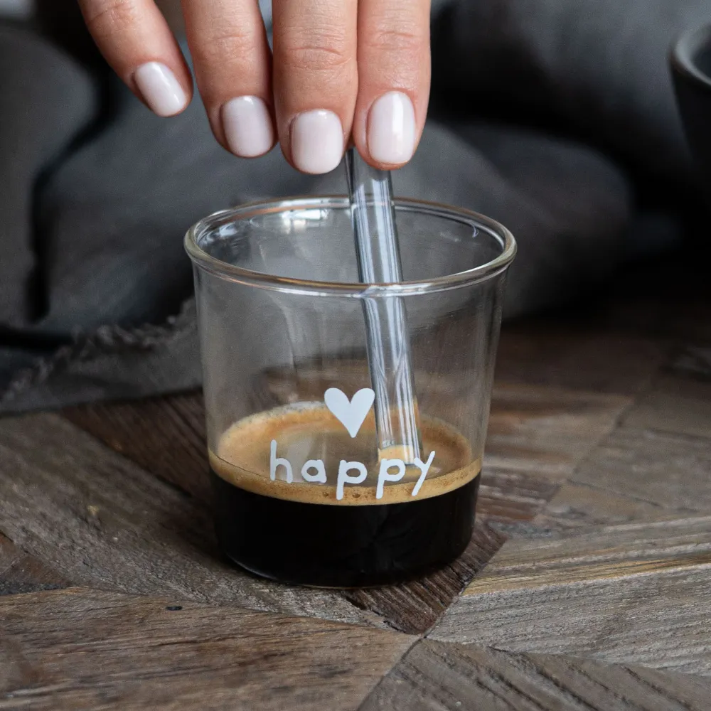 Set 4 bicchierini espresso Happy bianco