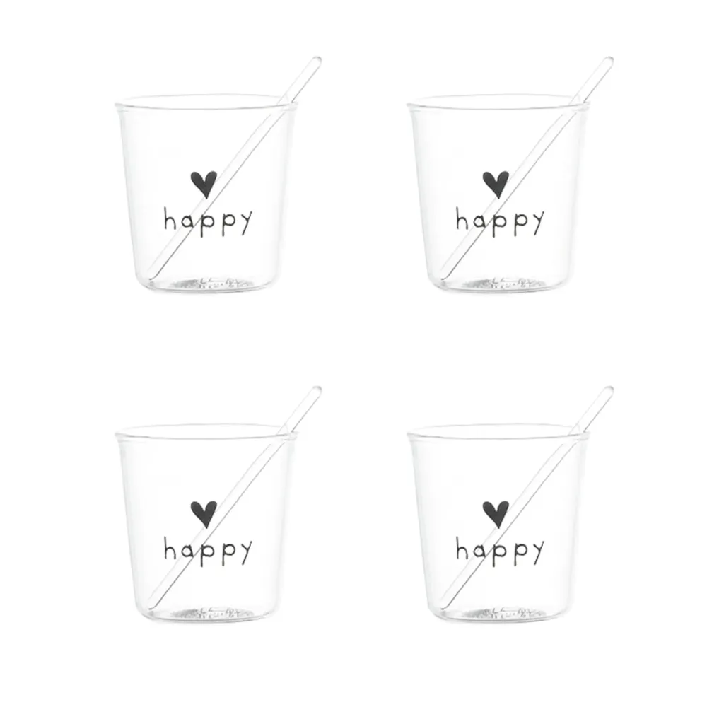 Set 4 bicchierini espresso Happy nero