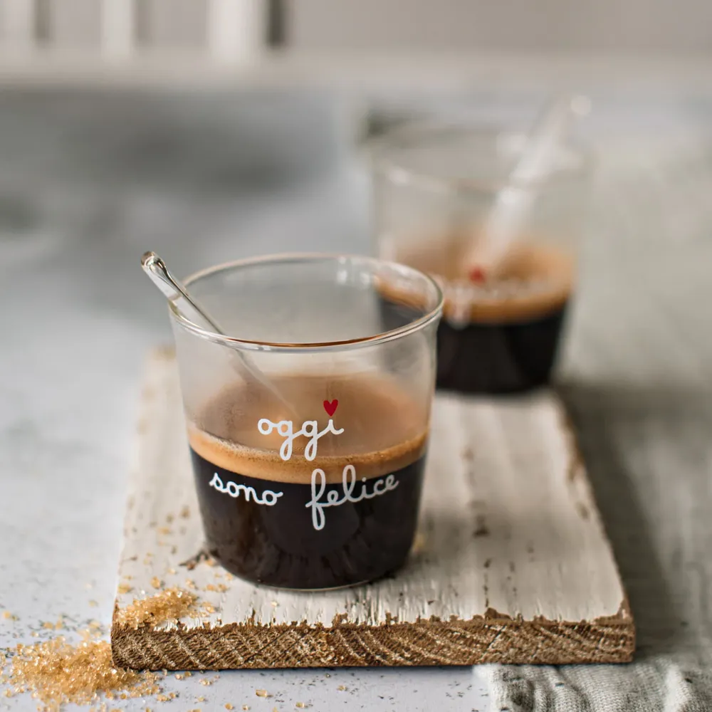 Set 4 bicchierini espresso Oggi sono felice bianco