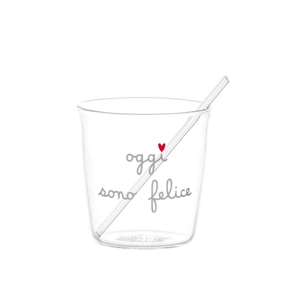 Set 4 bicchierini espresso Oggi sono felice bianco