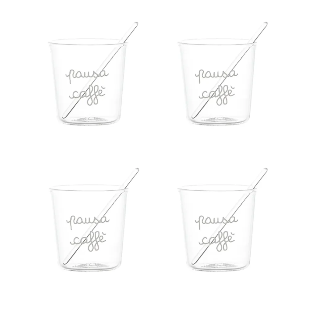 Set 4 bicchierini espresso Pausa Caffè bianco