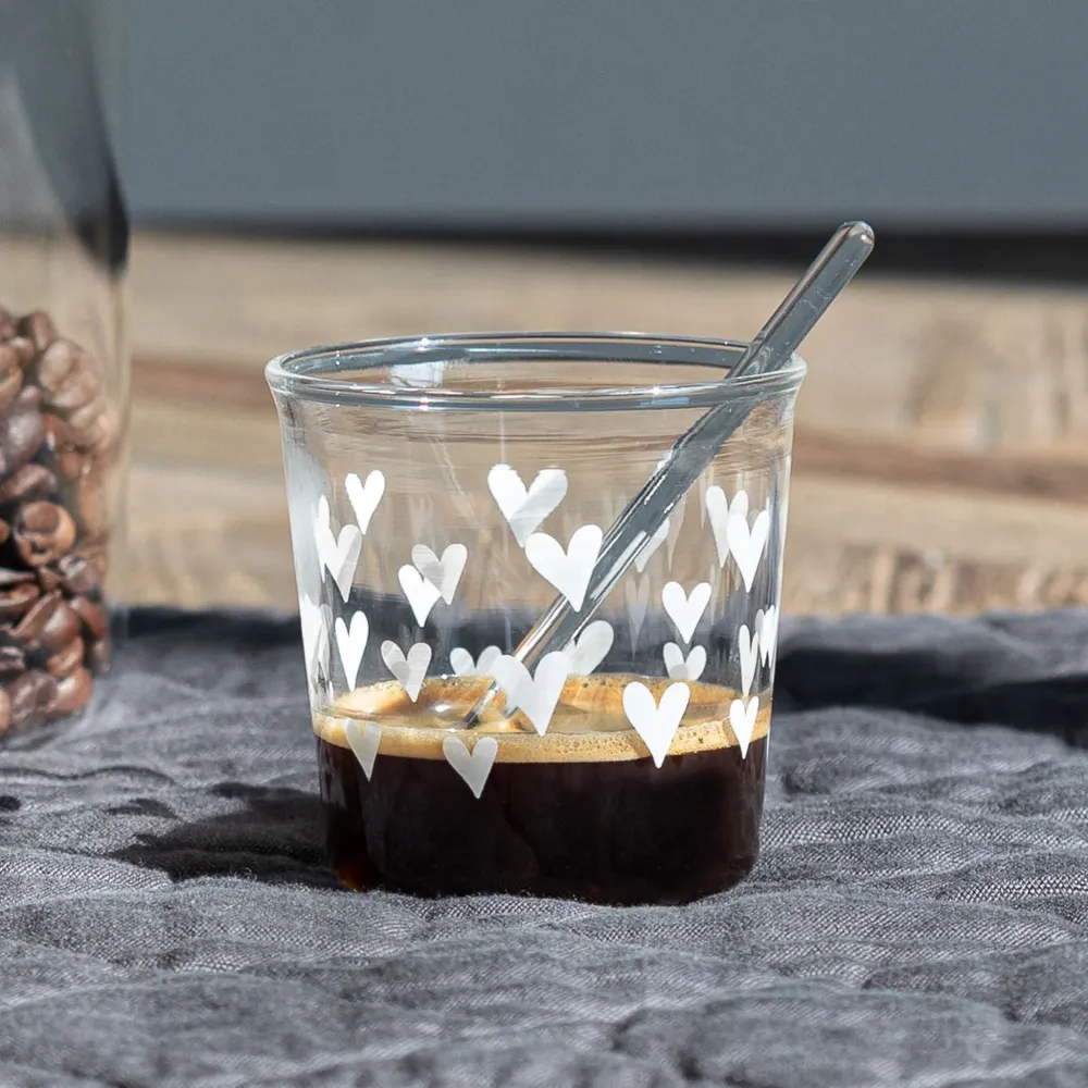 Set 4 bicchierini espresso Tappezzeria Cuori bianco