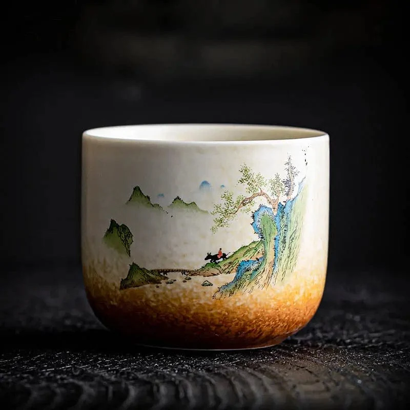 Tazza da tè ceramica con pittura paesaggistica 130 ml