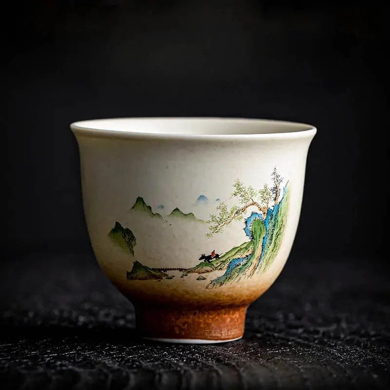Tazza da tè ceramica con pittura paesaggistica 50 ml