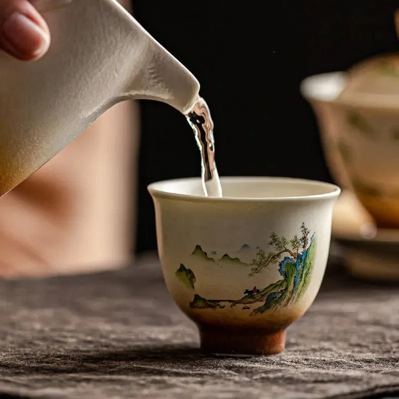 Tazza da tè ceramica con pittura paesaggistica 50 ml