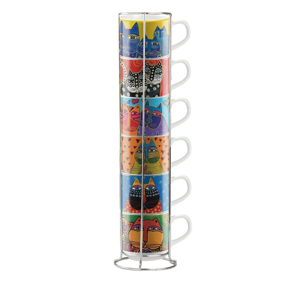 Set 6 tazzine impilabili “Fantastic Felines-Laurel Burch” Egan