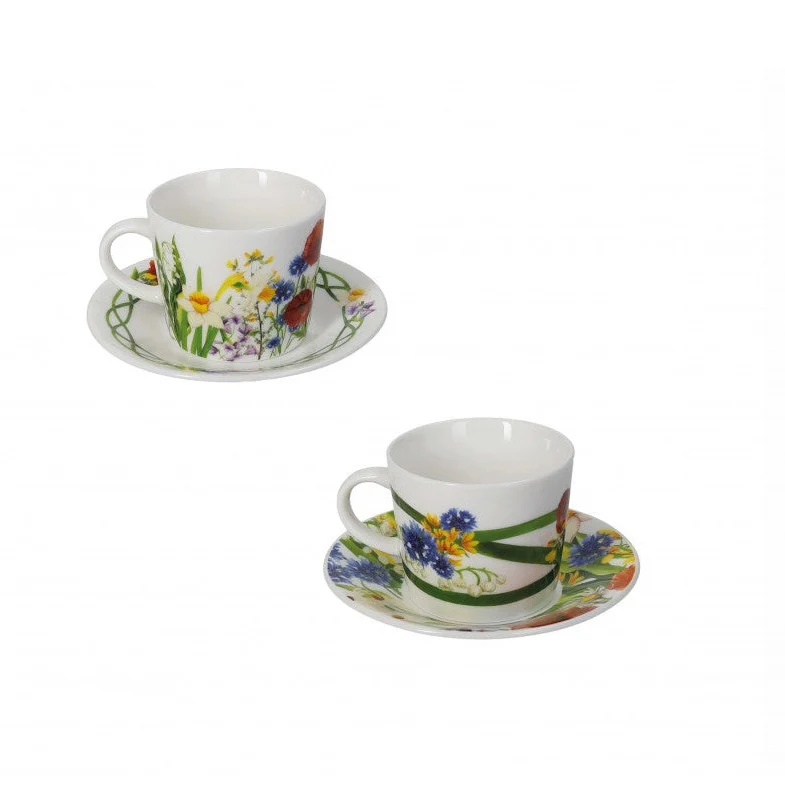 TAZZINE DA CAFFE' FIORI DI CAMPO BRANDANI | New Bone China | 2pz