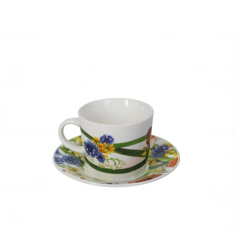 TAZZINE DA CAFFE' FIORI DI CAMPO BRANDANI | New Bone China | 2pz