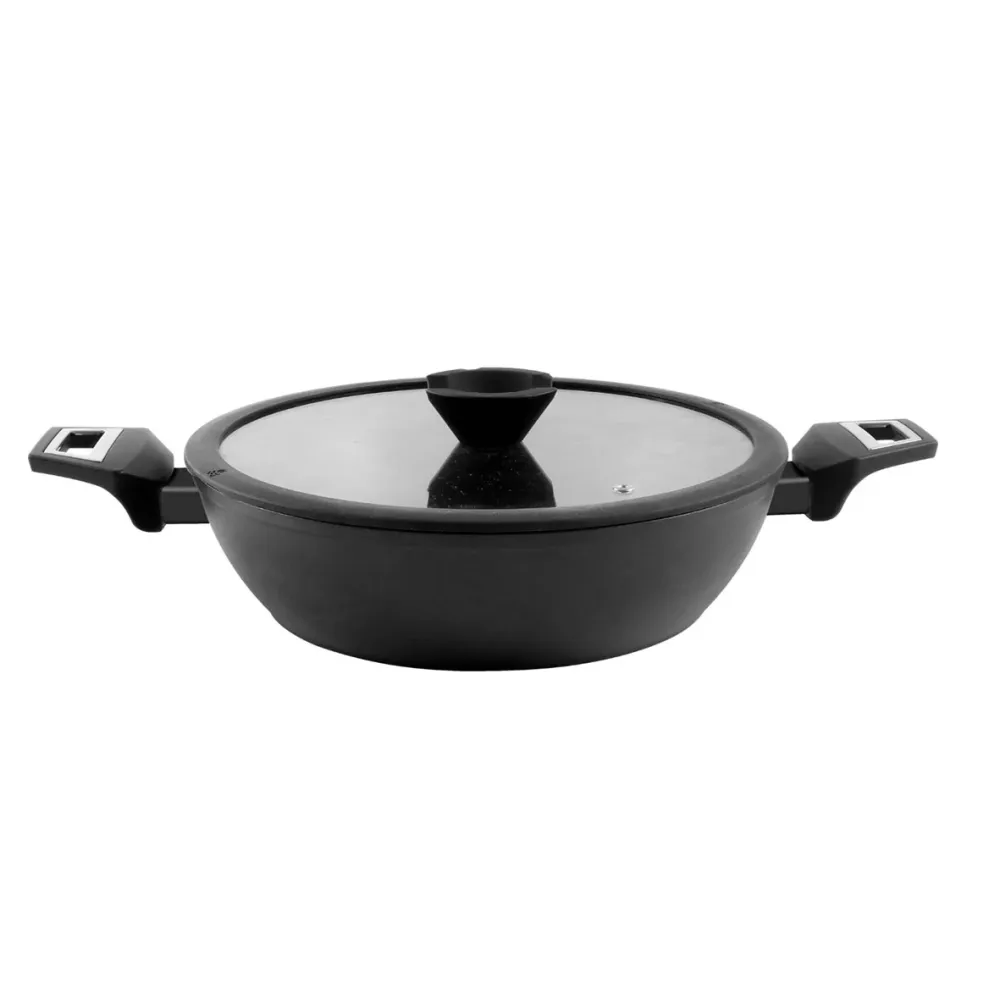 SOGO - OLL-SS-23195 - Tegame alluminio antiaderente - 28 cm - Coperchio vetro. Anche per piani induzione