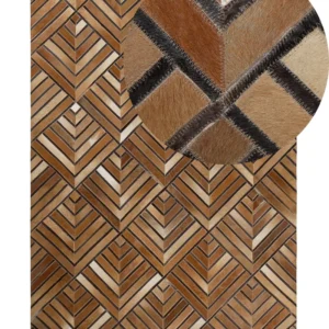 Telaio Circolare Tappeto rettangolare pelle marrone 140x200cm TEKIR