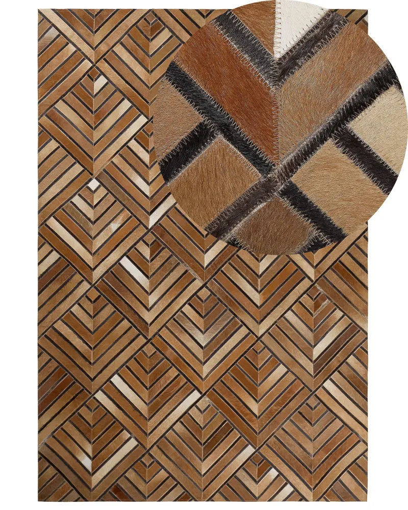 Telaio per Sciarpa Tappeto rettangolare pelle marrone 140x200cm TEKIR