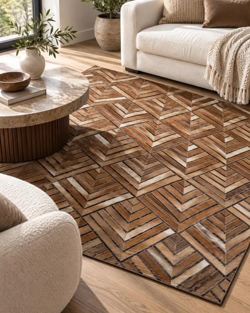 Telaio per Sciarpa Tappeto rettangolare pelle marrone 140x200cm TEKIR