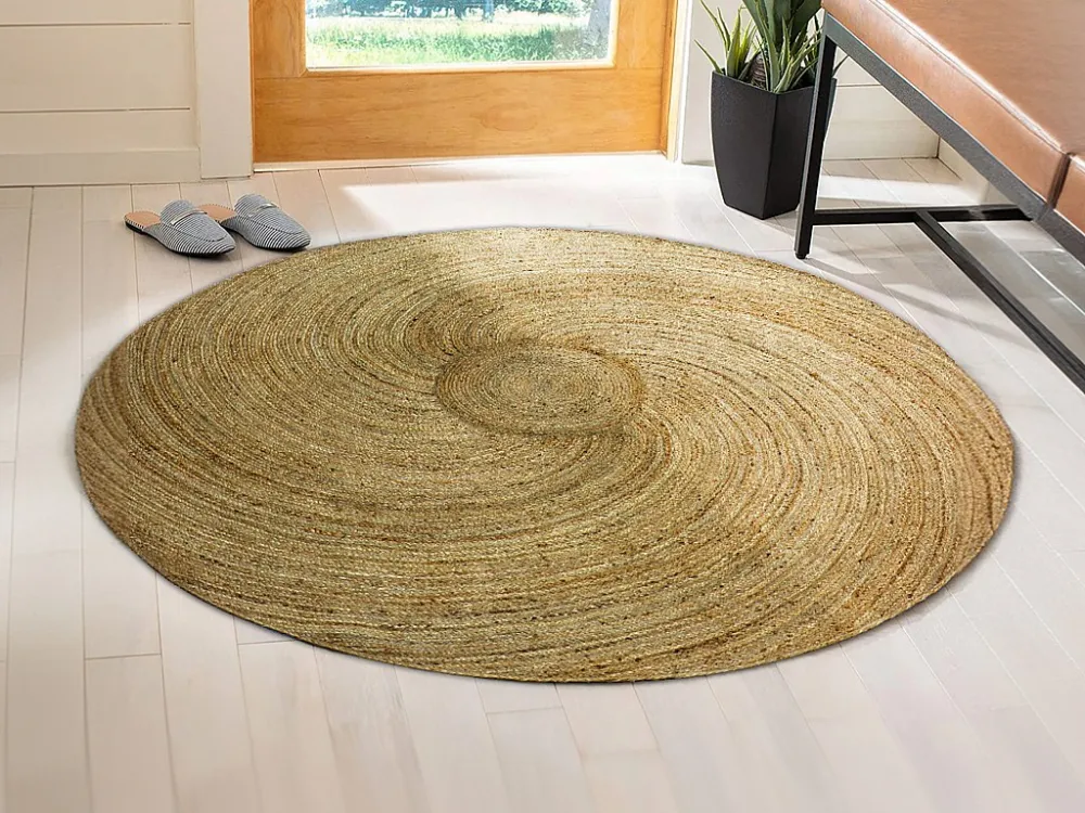 Superficie Rigida Tappeto rotondo 100% Juta Intreccio spirale D. 200 cm Naturale KESIA