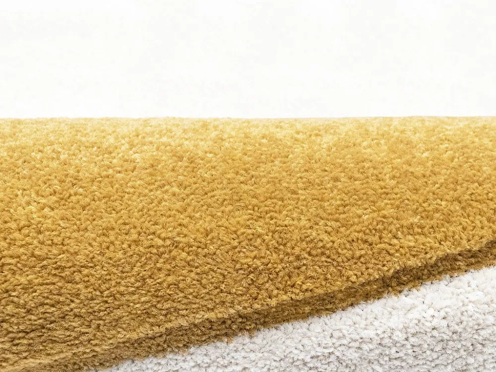 Superficie Rigida Tappeto rotondo sole con rilievi D.200 cm Senape e Bianco LUMINIO