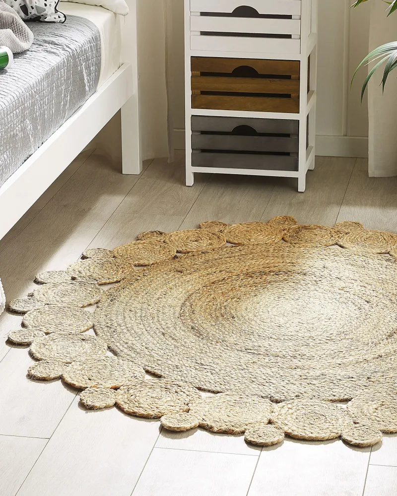 Tappeto iuta rotondo ø 120 cm Camoscio GOLGEN