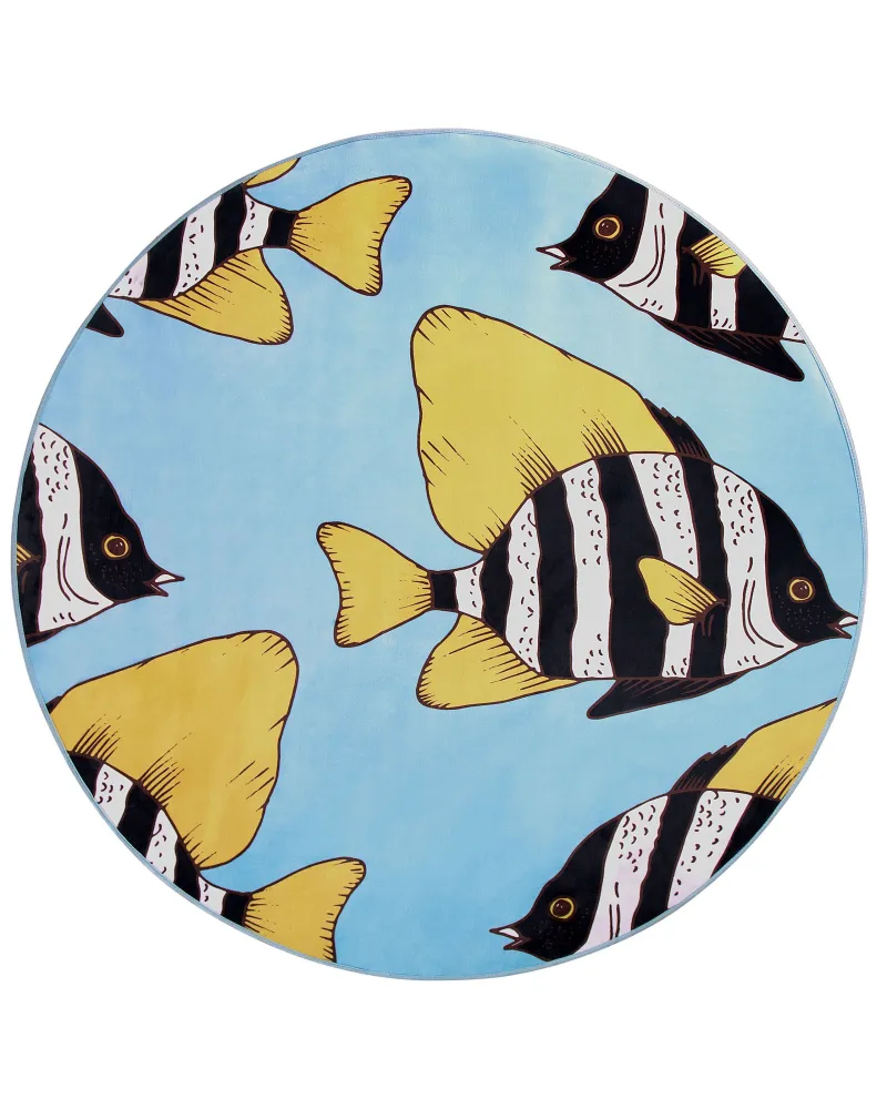 Tappeto per bambini blu con motivi pesce ⌀ 140 cm rotondo FIZME per Studio e Accademia