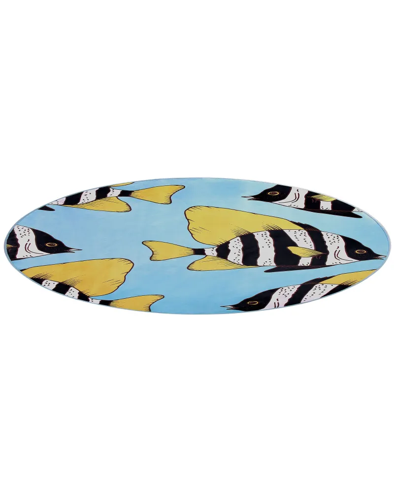 Tappeto per bambini blu con motivi pesce ⌀ 140 cm rotondo FIZME per Studio e Accademia