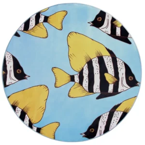 Tappeto per bambini blu con motivi pesce ⌀ 140 cm rotondo FIZME per Artisti e Hobbisti