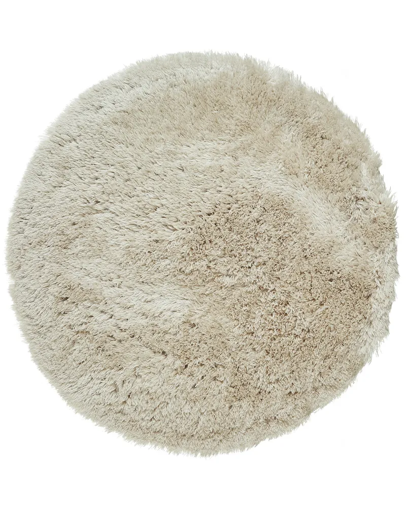 Tappeto shaggy rotondo crema ⌀ 140 cm CIDE