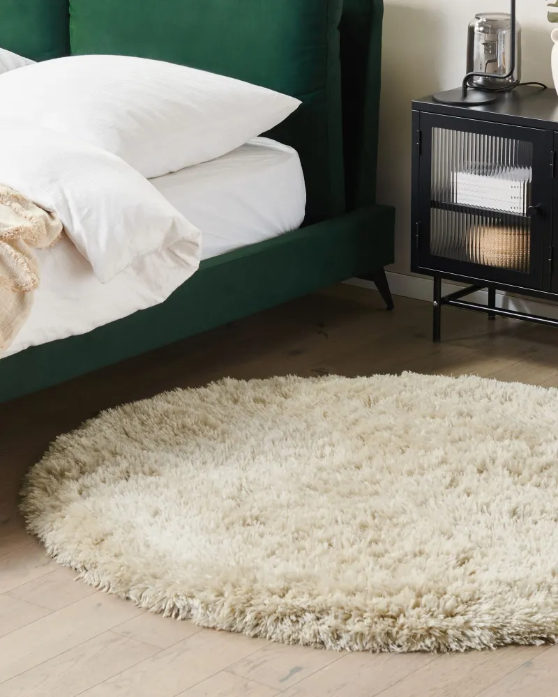 Tappeto shaggy rotondo crema ⌀ 140 cm CIDE