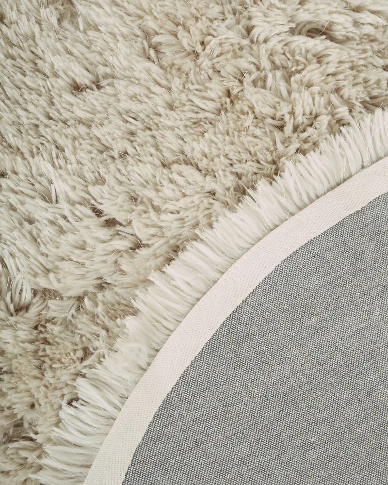 Tappeto shaggy rotondo crema ⌀ 140 cm CIDE