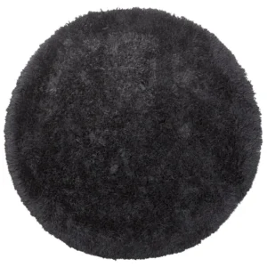 Tappeto shaggy rotondo nero ⌀ 140 cm CIDE con Telaio Rinforzato
