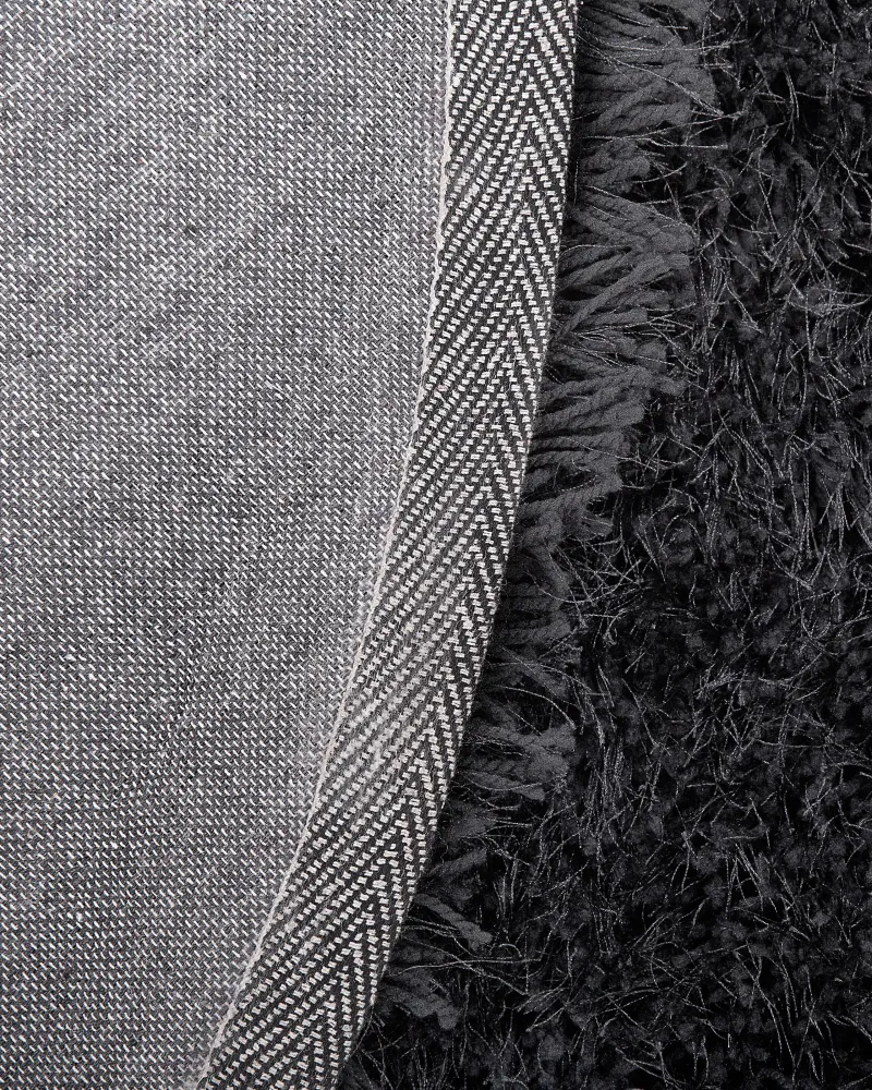 Tappeto shaggy rotondo nero ⌀ 140 cm CIDE con Telaio Rinforzato