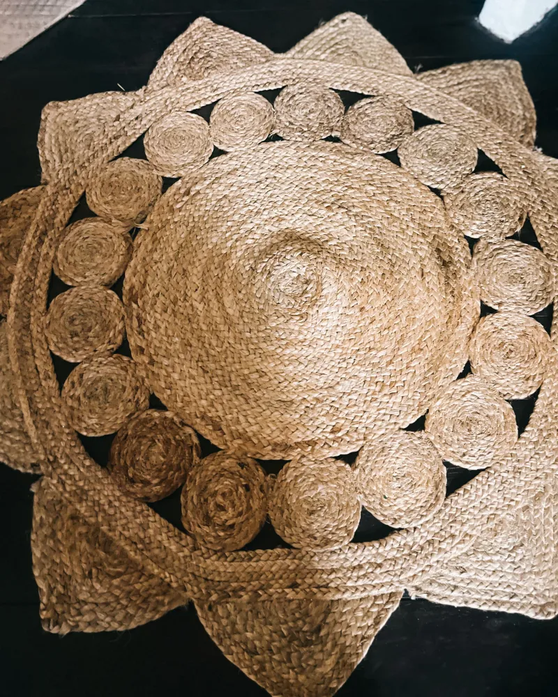 Tavola per Pittura Tappeto rotondo iuta ø 120 cm crema ARABAN