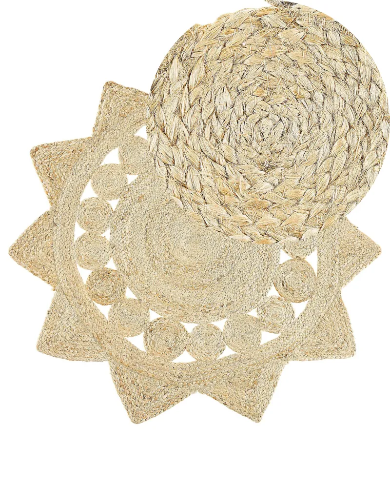 Tavola per Pittura Tappeto rotondo iuta ø 120 cm crema ARABAN